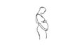Pregnant woman single continuous line art. Royalty Free Stock Photo