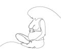 Pregnant woman sitting in lotus position and stroking her belly one line art. Continuous line drawing of pregnancy Royalty Free Stock Photo