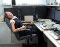 Pregnant woman sleeps at work Royalty Free Stock Photo