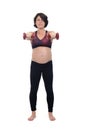 Pregnant woman standing doing exercise