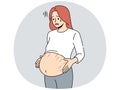 Pregnant woman with stretchmarks on belly Royalty Free Stock Photo