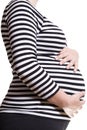Pregnant woman in striped sweater