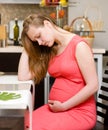 Pregnant woman with strong pain of stomach