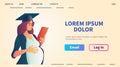 pregnant woman student in graduated cap using smartphone motherhood pregnancy concept horizontal