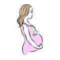 Pregnant woman stylized silhouette, mother care icon. Vector