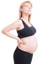 Pregnant woman sufering lower back or lumbar area pain Royalty Free Stock Photo