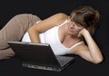 Pregnant woman surfing the net Royalty Free Stock Photo