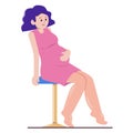 Pregnant woman with swollen legs. Swollen ankles and feet. Vector illustration.