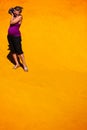 Pregnant woman taking photos in ocher quarry in roussillon