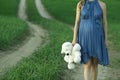 Pregnant woman with a teddy bear Royalty Free Stock Photo