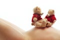 Pregnant woman and teddy bears Royalty Free Stock Photo