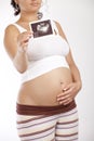 Pregnant woman. Ultrasound image Royalty Free Stock Photo