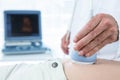 Pregnant woman undergoing ultrasound test