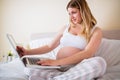 Pregnant woman using laptop computer Royalty Free Stock Photo