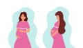 Pregnant woman, vector illustration, concept of pregnancy health and care Royalty Free Stock Photo