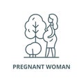 Pregnant woman vector line icon, linear concept, outline sign, symbol Royalty Free Stock Photo