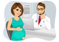 Pregnant woman visiting male doctor in clinic Royalty Free Stock Photo