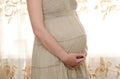 Pregnant woman hugs her tummy Royalty Free Stock Photo