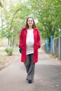 Pregnant woman walks september park Royalty Free Stock Photo