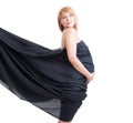 Pregnant woman wearing just a floating black veil Royalty Free Stock Photo