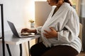 Pregnant Woman Working from Home Royalty Free Stock Photo