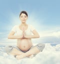 Pregnant Woman Yoga Meditation. Pregnancy Health Relax Exercising Royalty Free Stock Photo