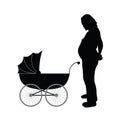 Pregnant women with baby carriages vector illustration