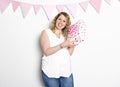 Pregnant woman on baby shower party celebrating Royalty Free Stock Photo