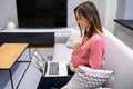 Pregnant Women Doctor Video Call On Laptop