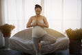 Pregnant women are doing yoga and meditation
