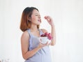 Pregnant women eating grape fruit ,healthy nutrition during pregnancy