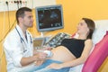 pregnant woman having prenatal ultrasound