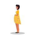 Pregnant women holding her stomach illustration character.