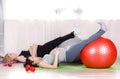 Pregnant women with large gymnastic balls