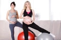 Pregnant women with large gymnastic balls