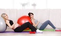 Pregnant women with large gymnastic balls