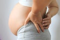 Pregnant women with low back pain on white background,Health concept Royalty Free Stock Photo