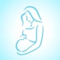 Pregnant women vector icon and template blue illustration