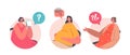 Pregnant Women Visit Support Courses Isolated Round Icons or Avatars. Psychology Assistance, Pregnancy and Maternity