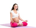 Pregnant yoga woman relaxing and meditating