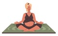 Pregnant yoga. Young Pregnant women doing meditation. Female character sitting in lotus pose. Beautiful girl in sportswear doing Royalty Free Stock Photo