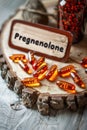 Pregnenolone in capsules on the table. Selective focus. Royalty Free Stock Photo