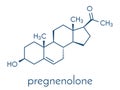 Pregnenolone neurosteroid and prohormone molecule, chemical structure. Skeletal formula.