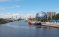 The Pregol river embankment overlooking the Museum of Oceanology in the city of Kaliningrad