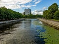 Pregolia river in Kaliningrad town Royalty Free Stock Photo