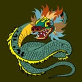 Prehispanic mexican god quetzalcoatl feathered Serpent illustration