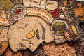 Prehispanic mosaic from seeds and grains