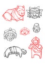 Prehispanic symbols hand drawn illustration Royalty Free Stock Photo