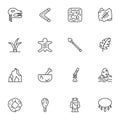 Prehistoric age line icons set