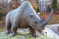 Prehistoric animal, stuffed big northern rhino. Sochi, Krasnaya Polyana